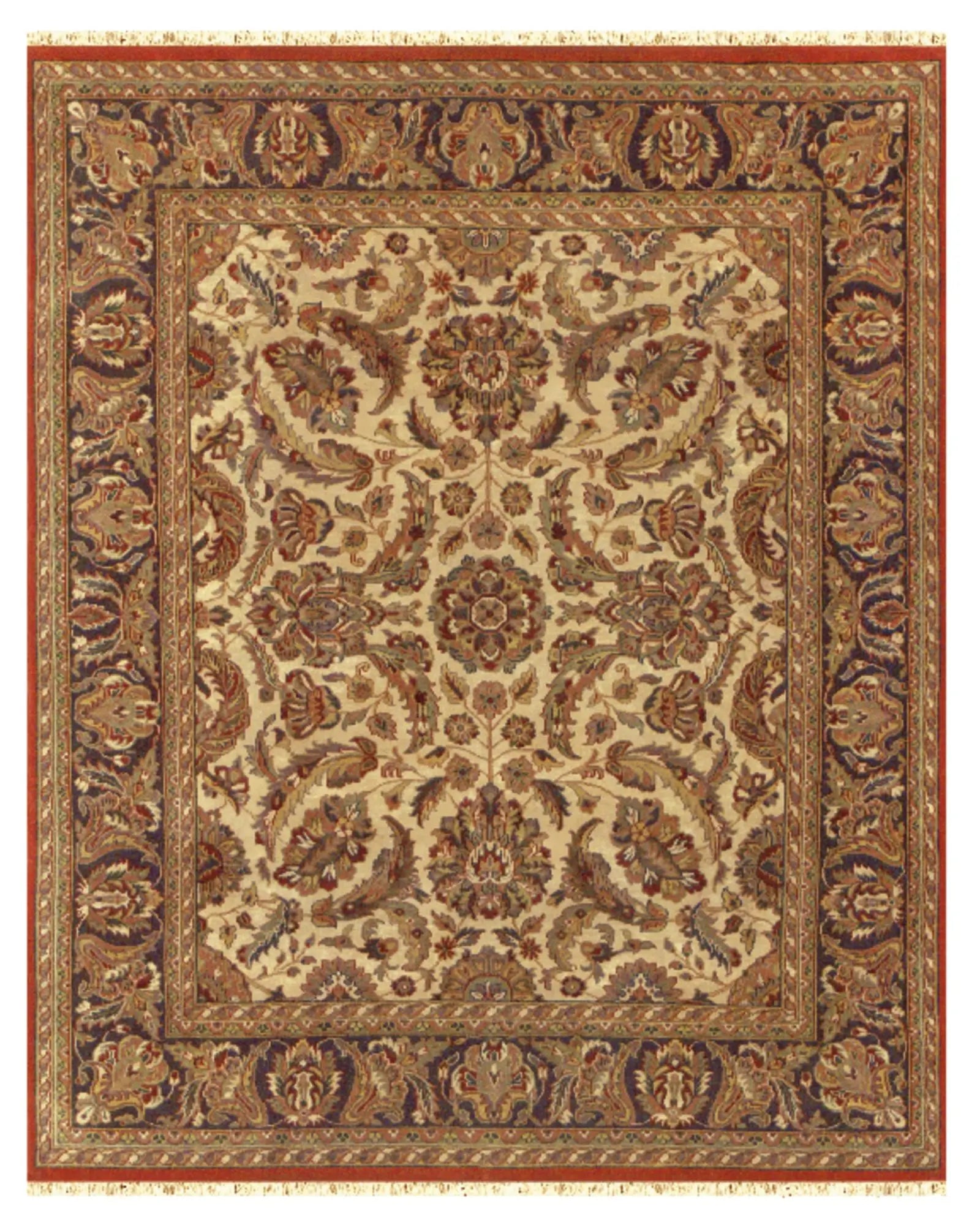 5' X 8' Brown Tan And Red Wool Oriental Hand Knotted Area Rug With Fringe Homeroots Home Decor
