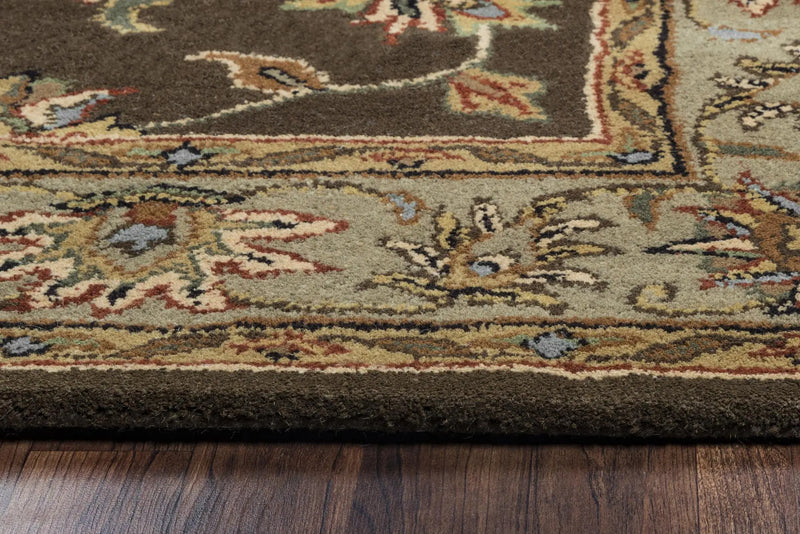 5' X 8' Brown Taupe Sage Blue Rust And Tan Wool Oriental Hand Tufted Area Rug Homeroots Home Decor