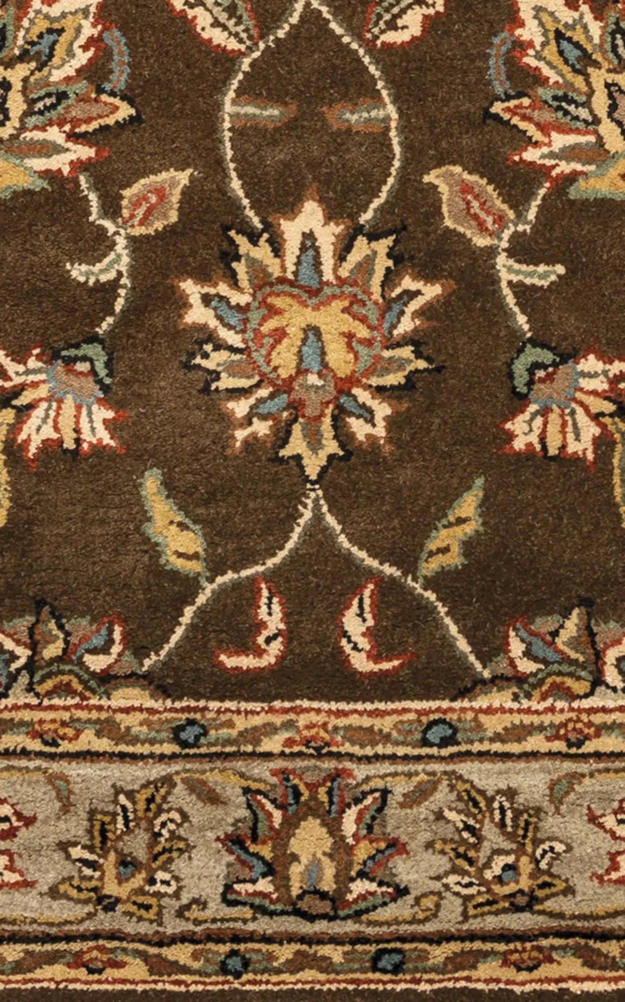 5' X 8' Brown Taupe Sage Blue Rust And Tan Wool Oriental Hand Tufted Area Rug Homeroots Home Decor