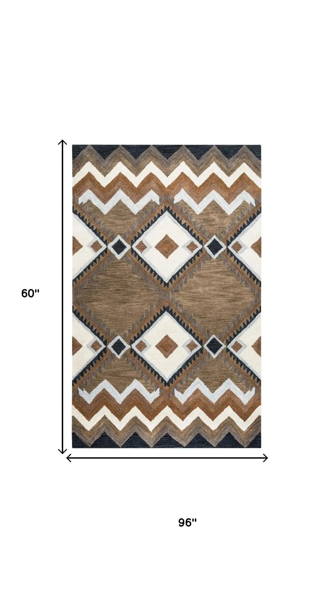 5' X 8' Brown White Taupe And Gray Wool Southwestern Hand Tufted Area Rug Homeroots Home Decor