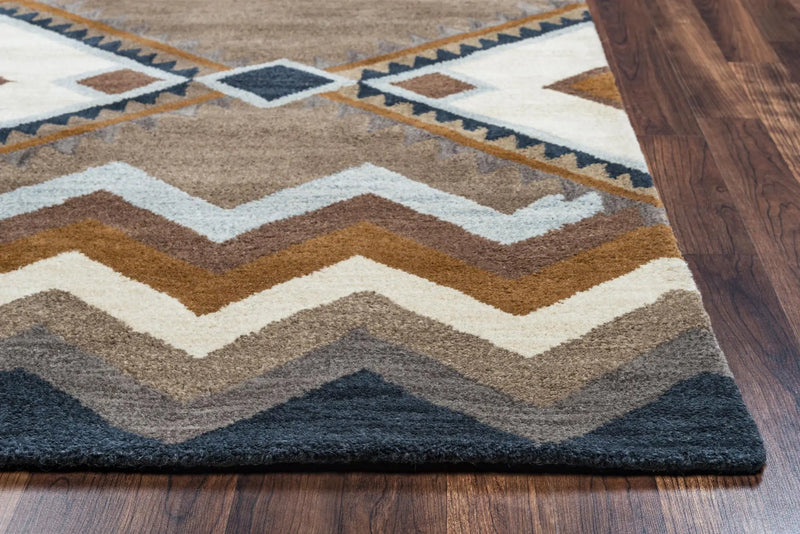 5' X 8' Brown White Taupe And Gray Wool Southwestern Hand Tufted Area Rug Homeroots Home Decor