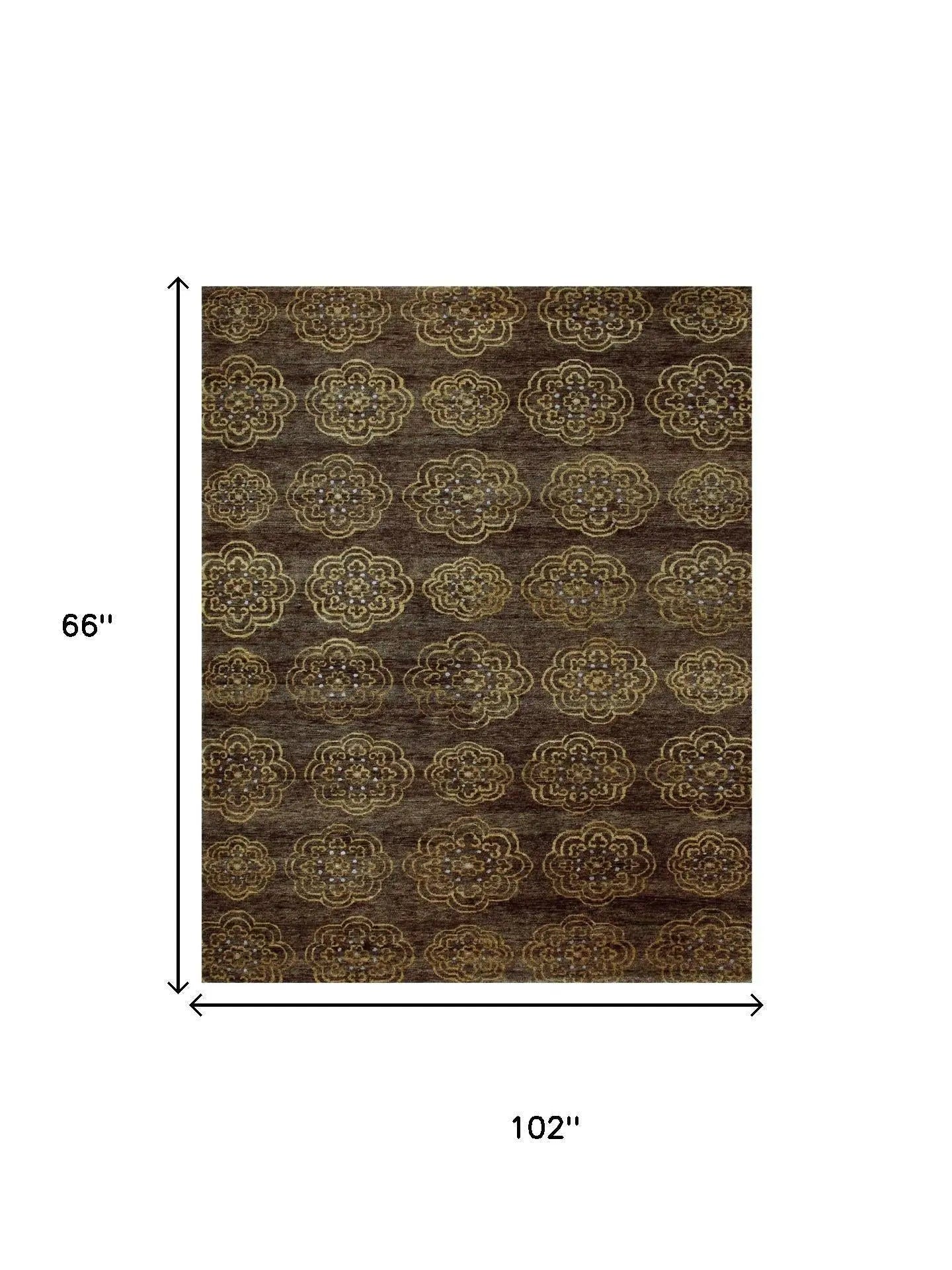 5' X 8' Brown Yellow And Gold Floral Hand Knotted Area Rug Homeroots Home Decor