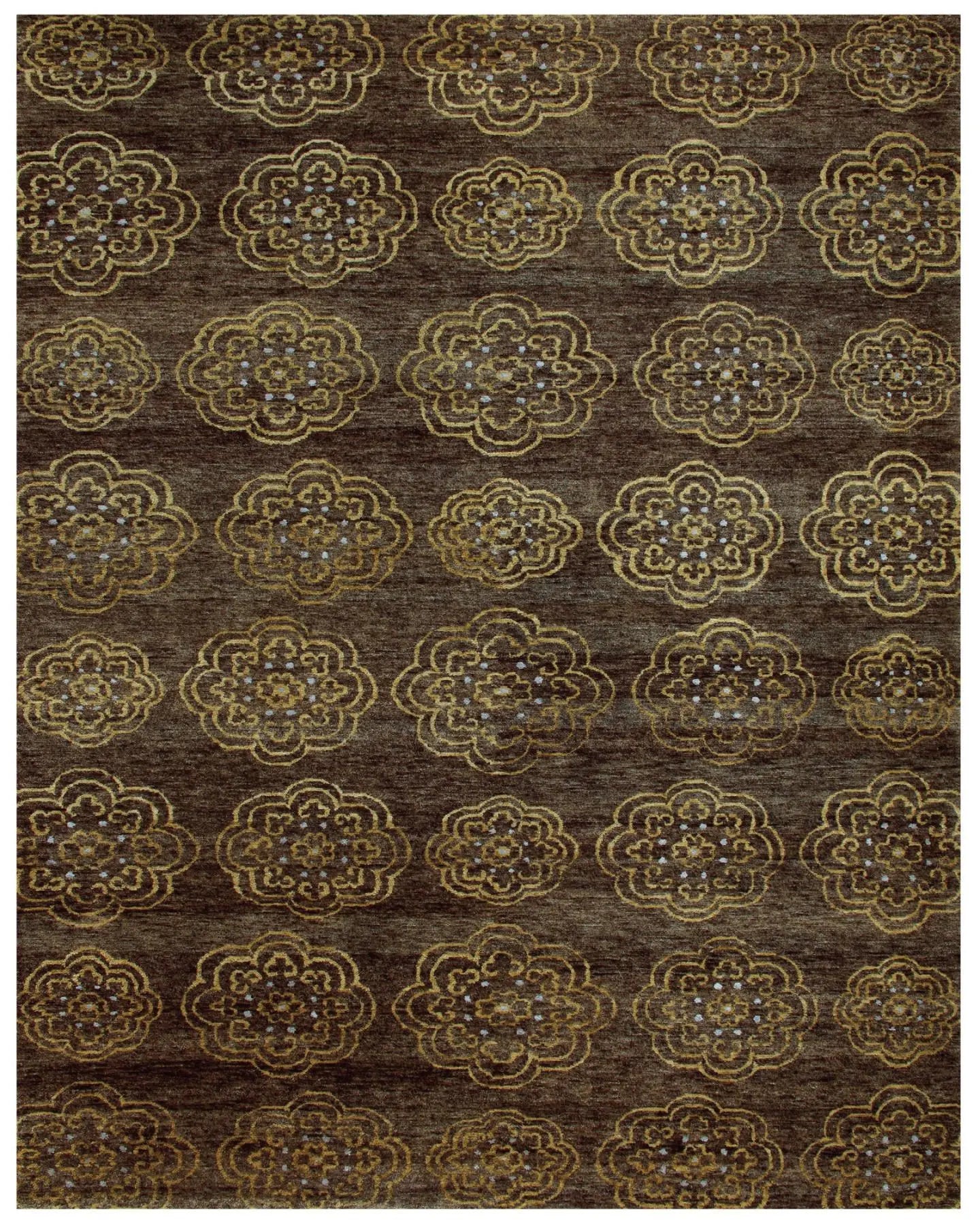 5' X 8' Brown Yellow And Gold Floral Hand Knotted Area Rug Homeroots Home Decor