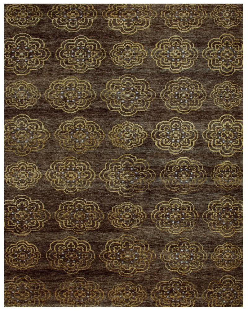 5' X 8' Brown Yellow And Gold Floral Hand Knotted Area Rug Homeroots Home Decor