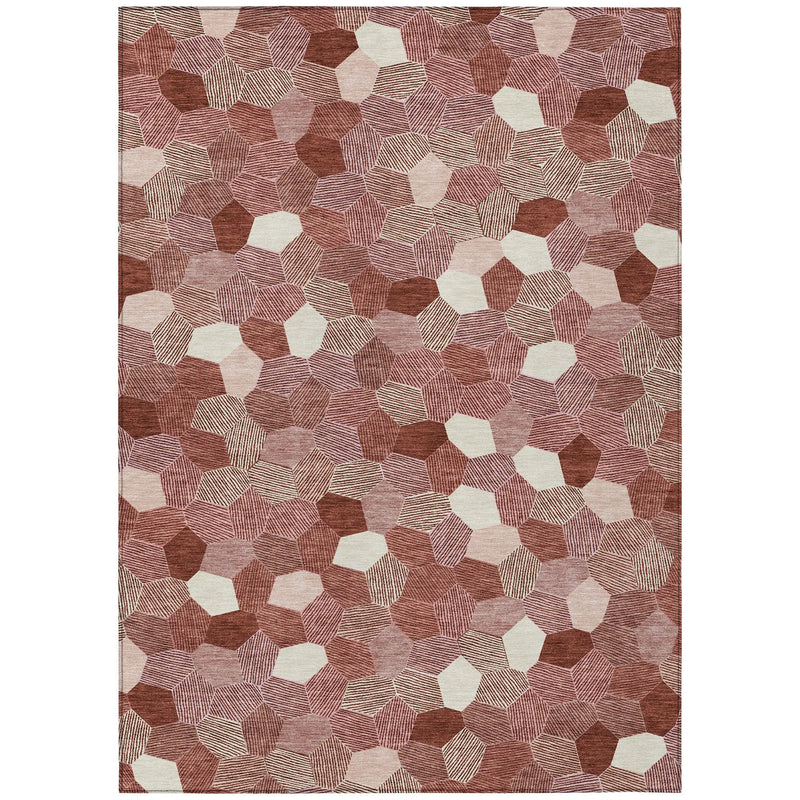 5' X 8' Burgundy And Ivory Geometric Washable Indoor Outdoor Area Rug Homeroots Outdoor