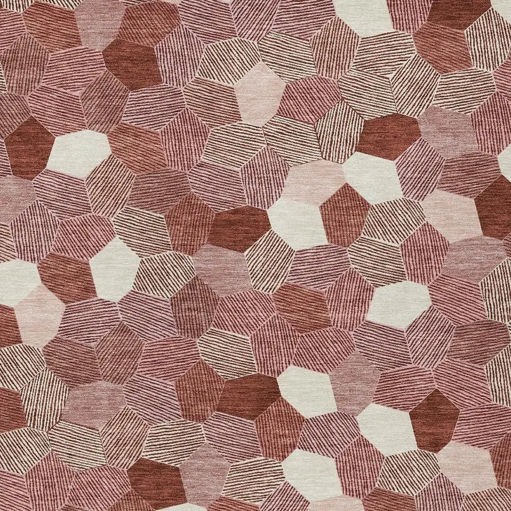 5' X 8' Burgundy And Ivory Geometric Washable Indoor Outdoor Area Rug Homeroots Outdoor
