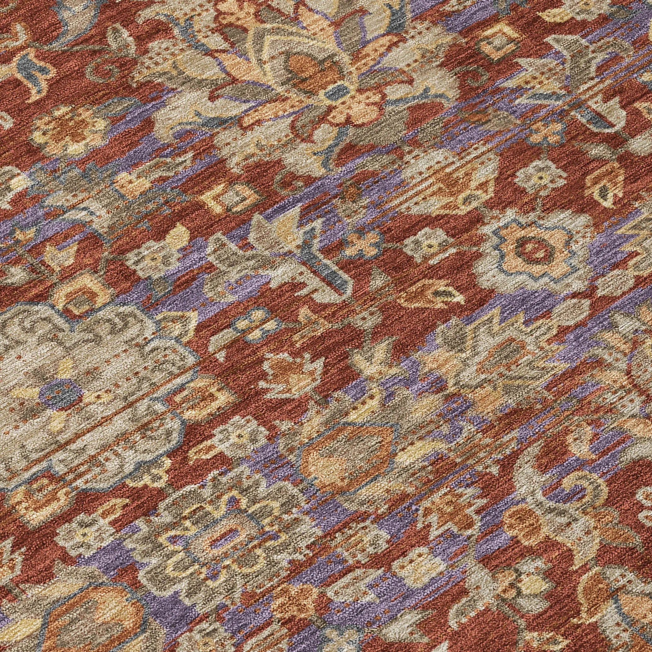 5' X 8' Burgundy And Orange Floral Medallion Washable Indoor Outdoor Area Rug Homeroots Outdoor