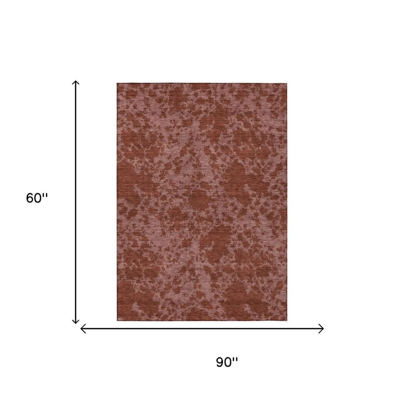 5' X 8' Burgundy And Red Abstract Washable Indoor Outdoor Area Rug Homeroots Outdoor