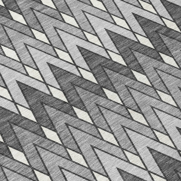 5' X 8' Charcoal And Black Geometric Washable Indoor Outdoor Area Rug Homeroots Outdoor