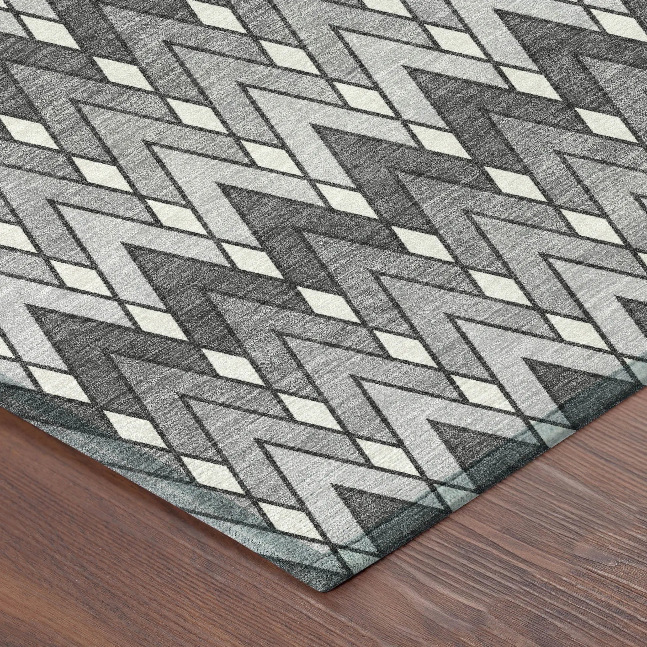 5' X 8' Charcoal And Black Geometric Washable Indoor Outdoor Area Rug Homeroots Outdoor