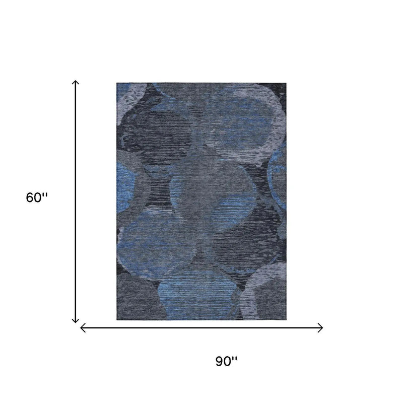 5' X 8' Charcoal And Gray Geometric Washable Indoor Outdoor Area Rug Homeroots Outdoor