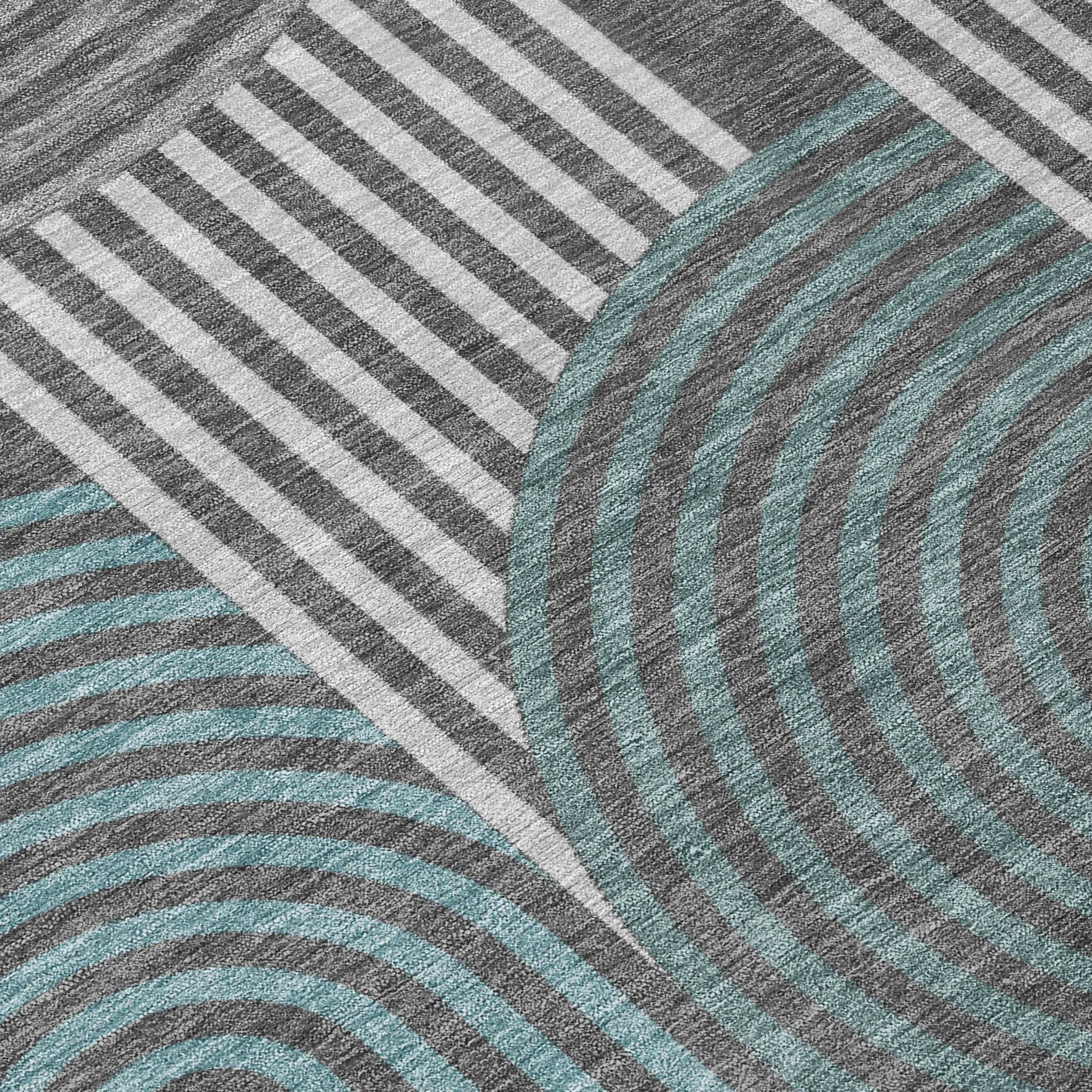5' X 8' Charcoal And Gray Geometric Washable Indoor Outdoor Area Rug Homeroots Outdoor