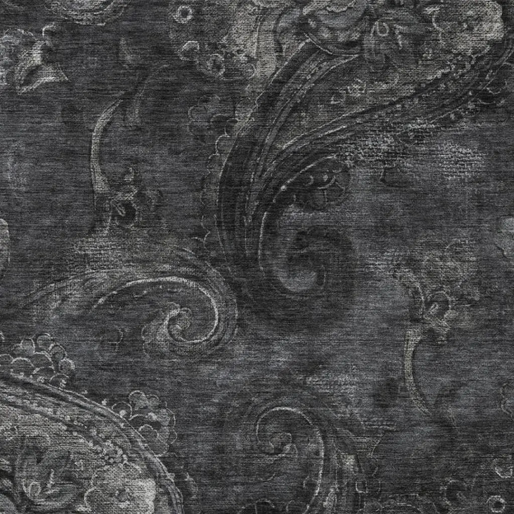 5' X 8' Charcoal And Gray Paisley Washable Indoor Outdoor Area Rug Homeroots Outdoor