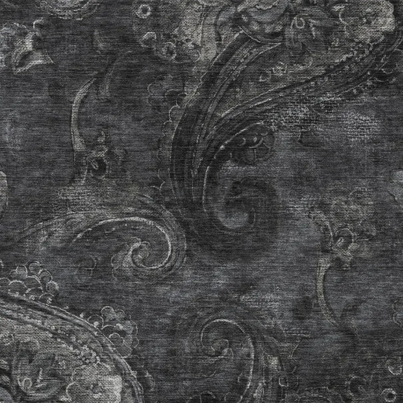 5' X 8' Charcoal And Gray Paisley Washable Indoor Outdoor Area Rug Homeroots Outdoor