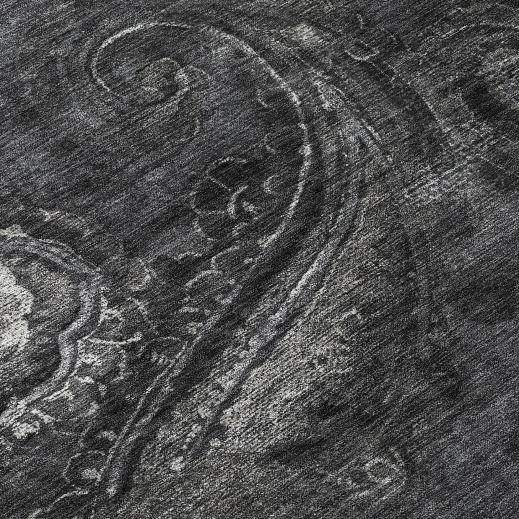 5' X 8' Charcoal And Gray Paisley Washable Indoor Outdoor Area Rug Homeroots Outdoor