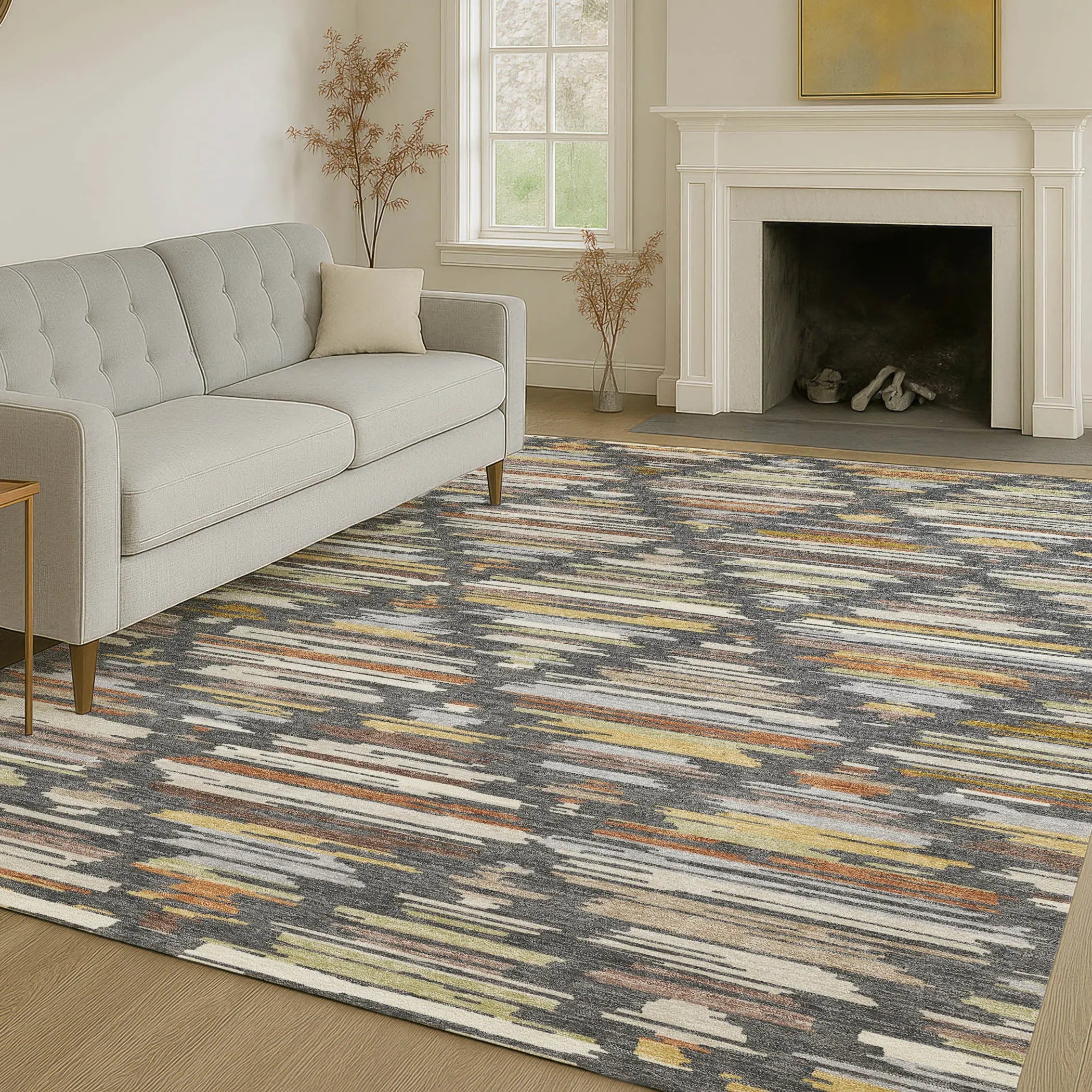 5' X 8' Charcoal And Gray Southwestern Washable Indoor Outdoor Area Rug Homeroots Outdoor