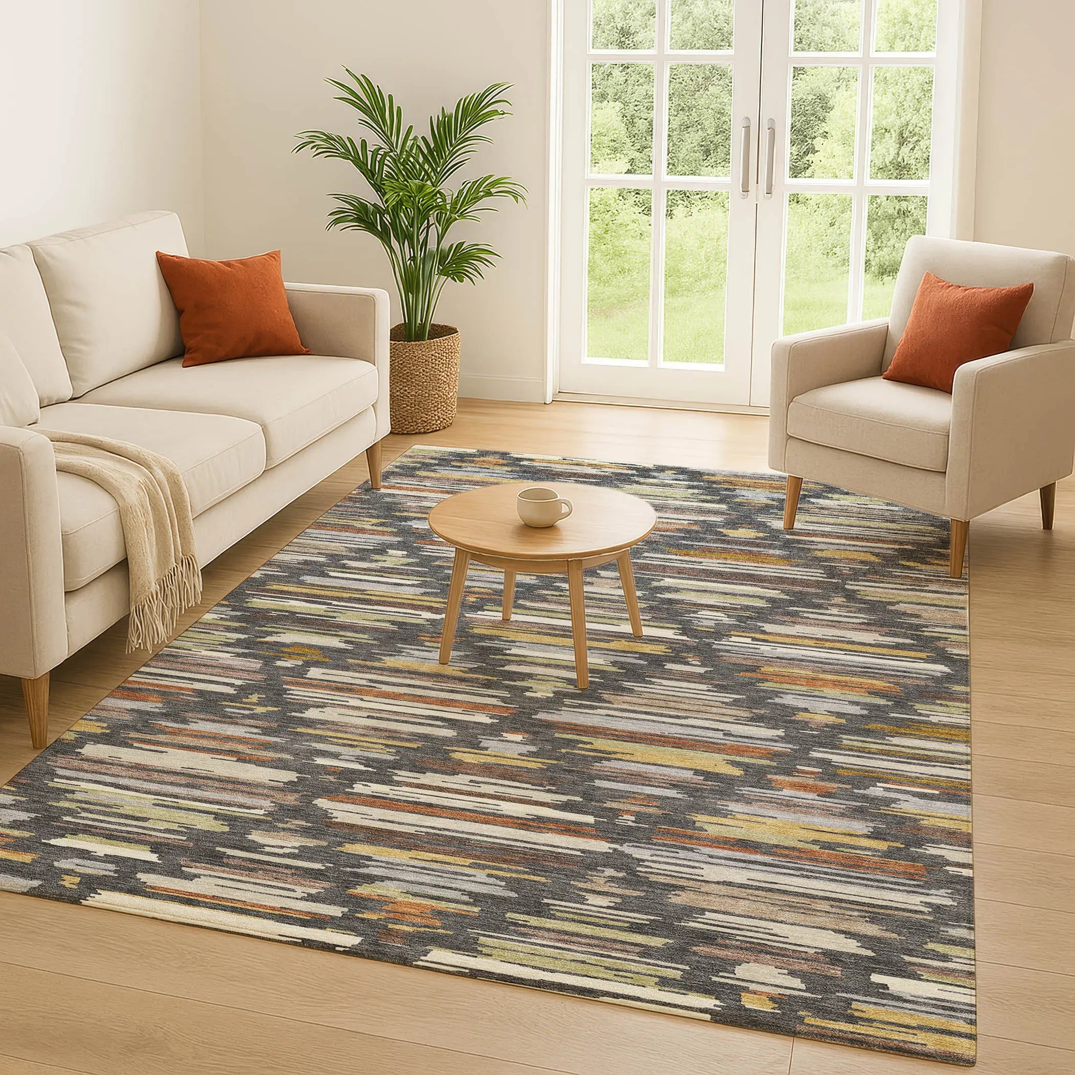 5' X 8' Charcoal And Gray Southwestern Washable Indoor Outdoor Area Rug Homeroots Outdoor
