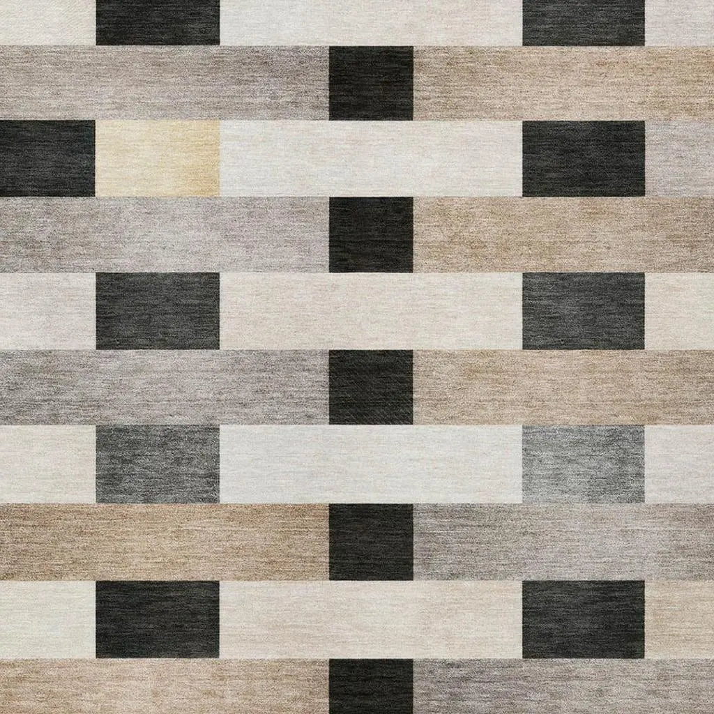5' X 8' Charcoal And Gray Striped Washable Indoor Outdoor Area Rug Homeroots Outdoor