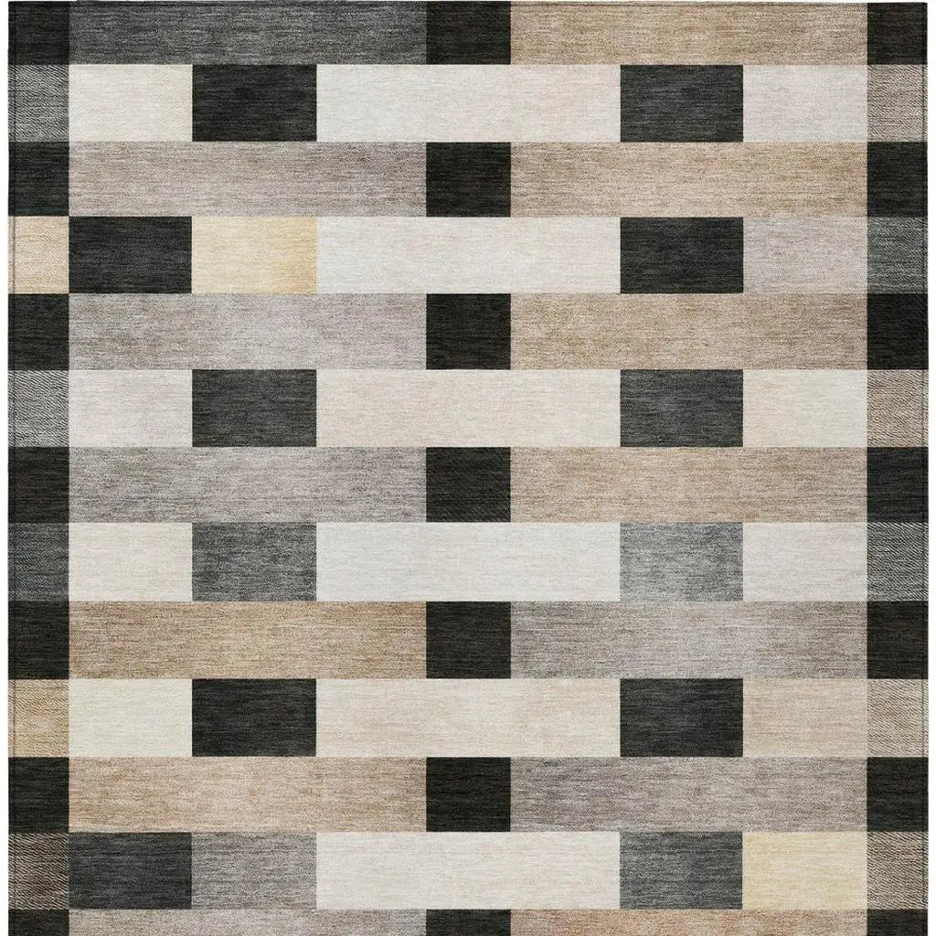 5' X 8' Charcoal And Gray Striped Washable Indoor Outdoor Area Rug Homeroots Outdoor