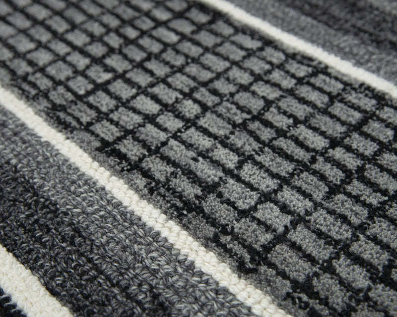 5' X 8' Charcoal And Gray Wool Striped Hand Tufted Area Rug Homeroots Home Decor