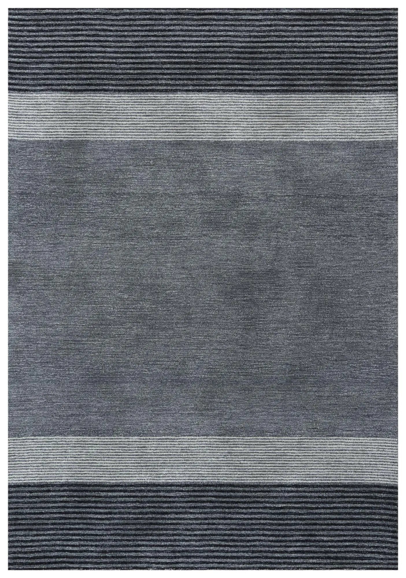 5' X 8' Charcoal And Gray Wool Striped Hand Tufted Area Rug Homeroots Home Decor