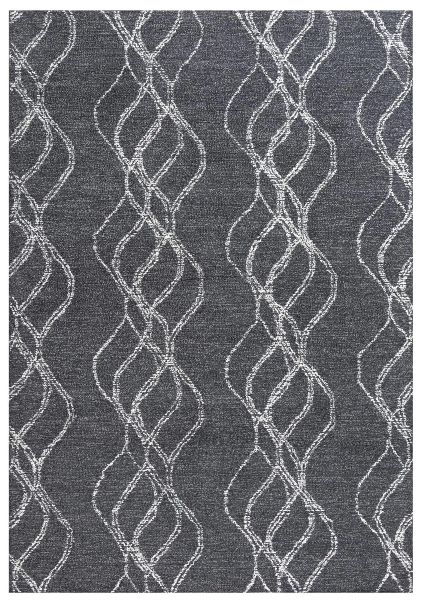 5' X 8' Charcoal And Gray Wool Trellis Hand Tufted Area Rug Homeroots Home Decor
