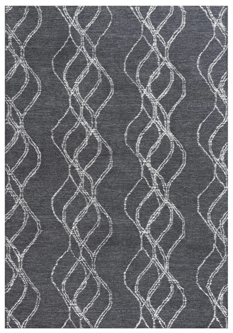 5' X 8' Charcoal And Gray Wool Trellis Hand Tufted Area Rug Homeroots Home Decor
