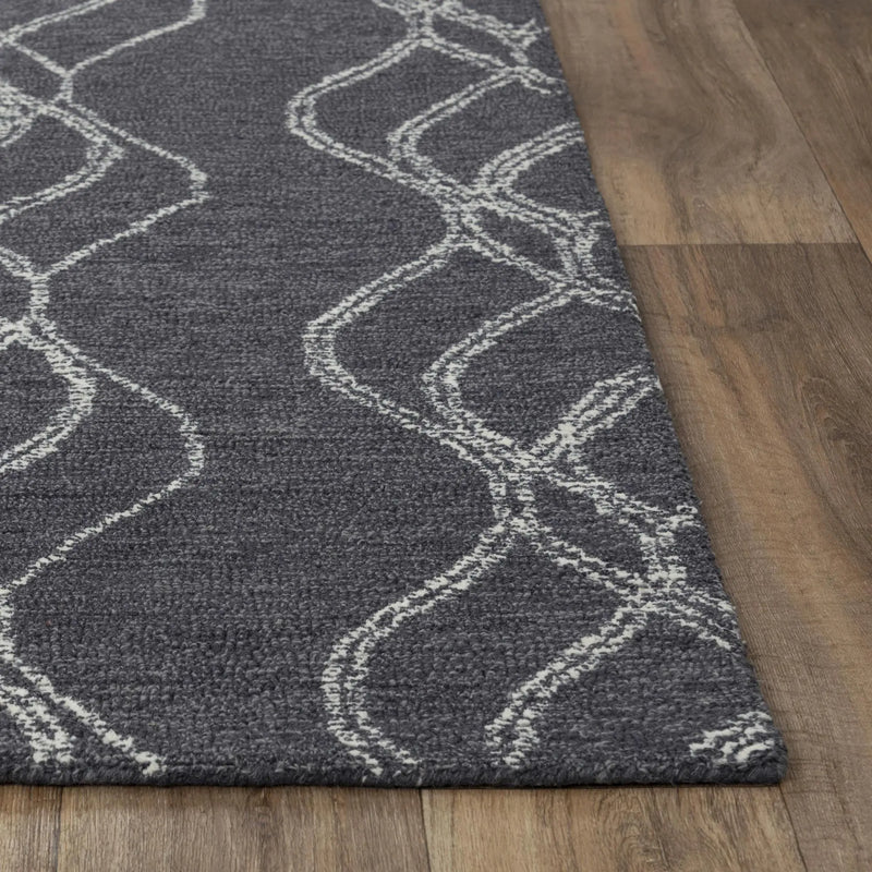 5' X 8' Charcoal And Gray Wool Trellis Hand Tufted Area Rug Homeroots Home Decor