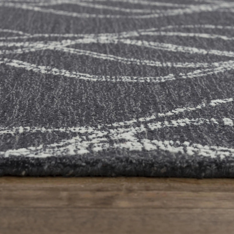 5' X 8' Charcoal And Gray Wool Trellis Hand Tufted Area Rug Homeroots Home Decor