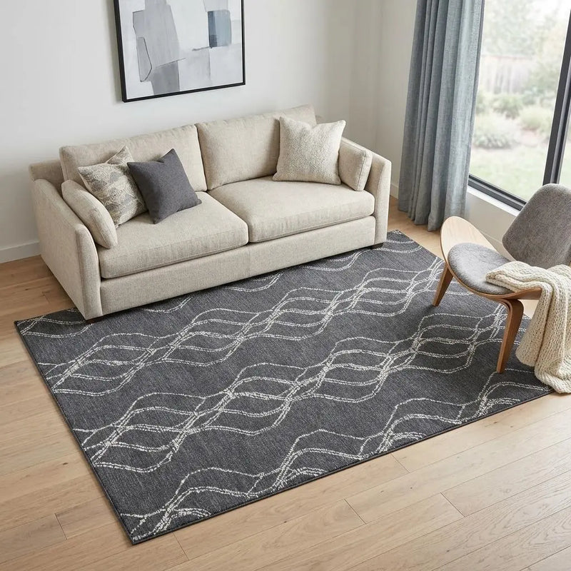5' X 8' Charcoal And Gray Wool Trellis Hand Tufted Area Rug Homeroots Home Decor
