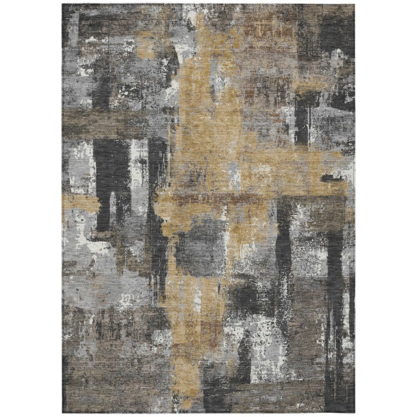 5' X 8' Charcoal And Ivory Abstract Washable Indoor Outdoor Area Rug Homeroots Outdoor