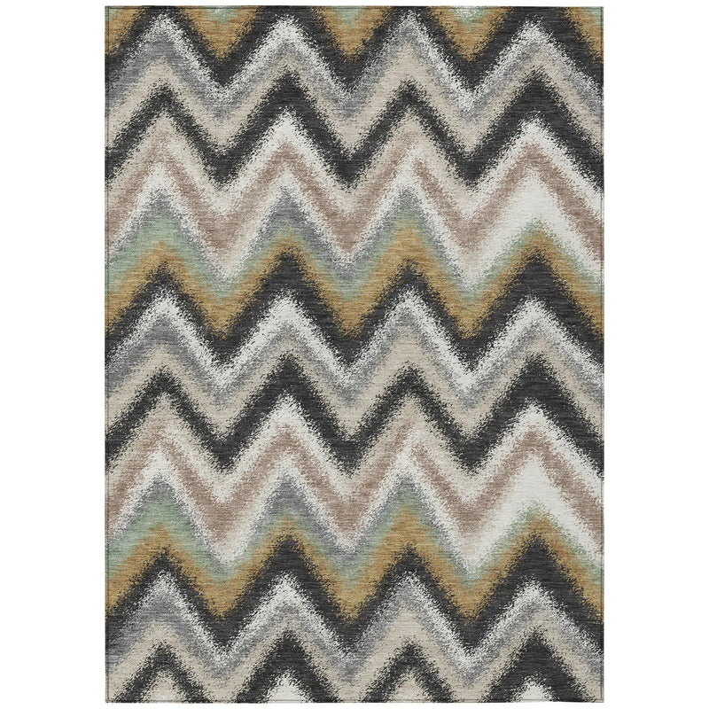 5' X 8' Charcoal And Ivory Geometric Washable Indoor Outdoor Area Rug Homeroots Outdoor