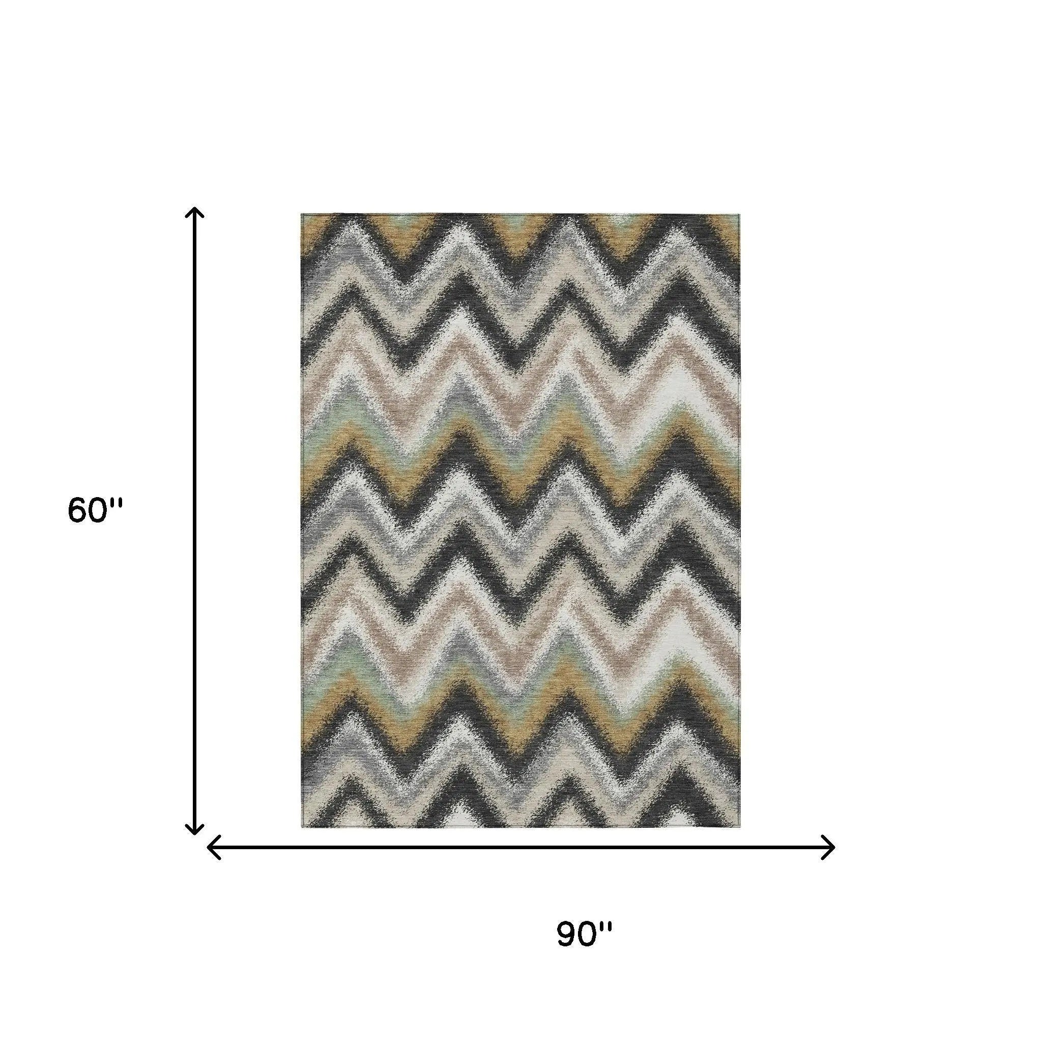5' X 8' Charcoal And Ivory Geometric Washable Indoor Outdoor Area Rug Homeroots Outdoor
