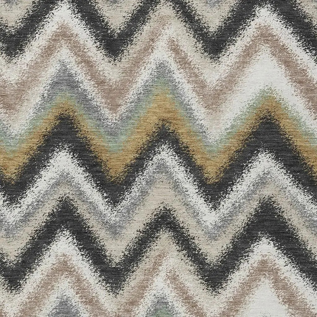 5' X 8' Charcoal And Ivory Geometric Washable Indoor Outdoor Area Rug Homeroots Outdoor