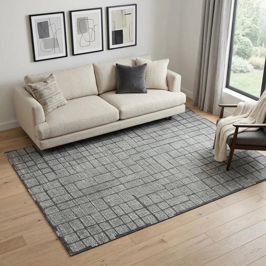 5' X 8' Charcoal And Ivory Wool Geometric Hand Tufted Area Rug Homeroots Home Decor