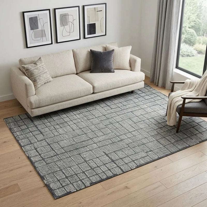 5' X 8' Charcoal And Ivory Wool Geometric Hand Tufted Area Rug Homeroots Home Decor