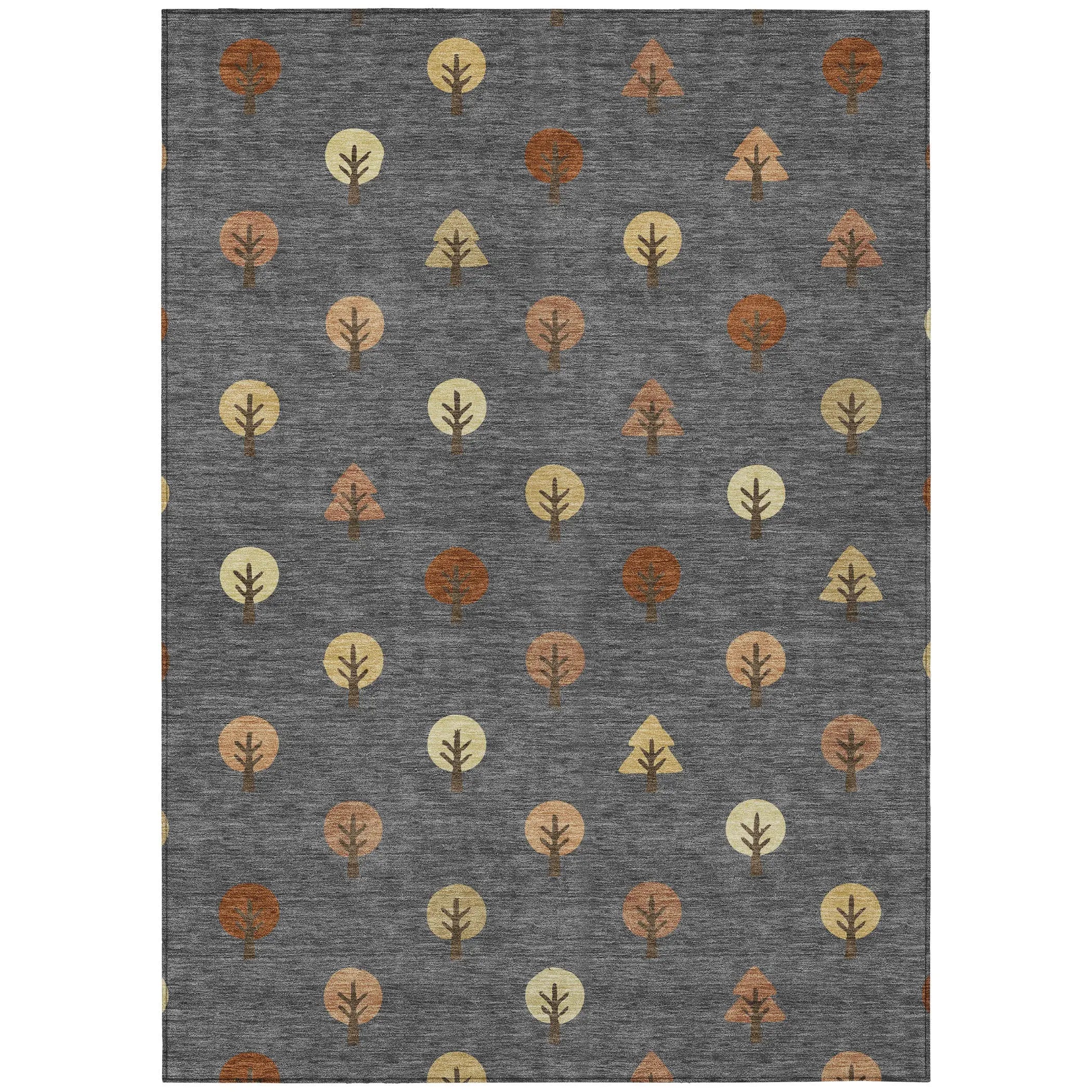 5' X 8' Charcoal And Orange Geometric Washable Indoor Outdoor Area Rug Homeroots Outdoor