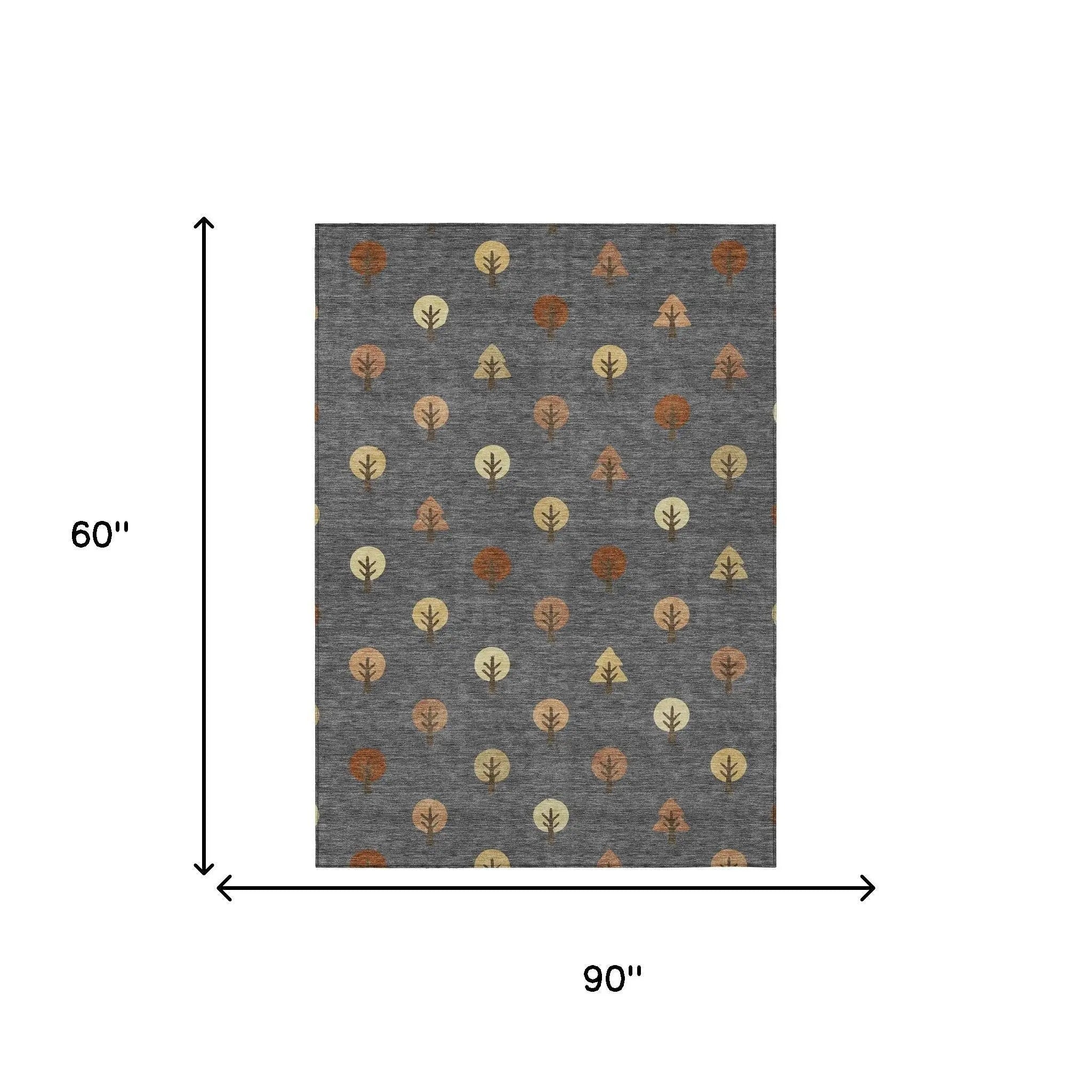 5' X 8' Charcoal And Orange Geometric Washable Indoor Outdoor Area Rug Homeroots Outdoor