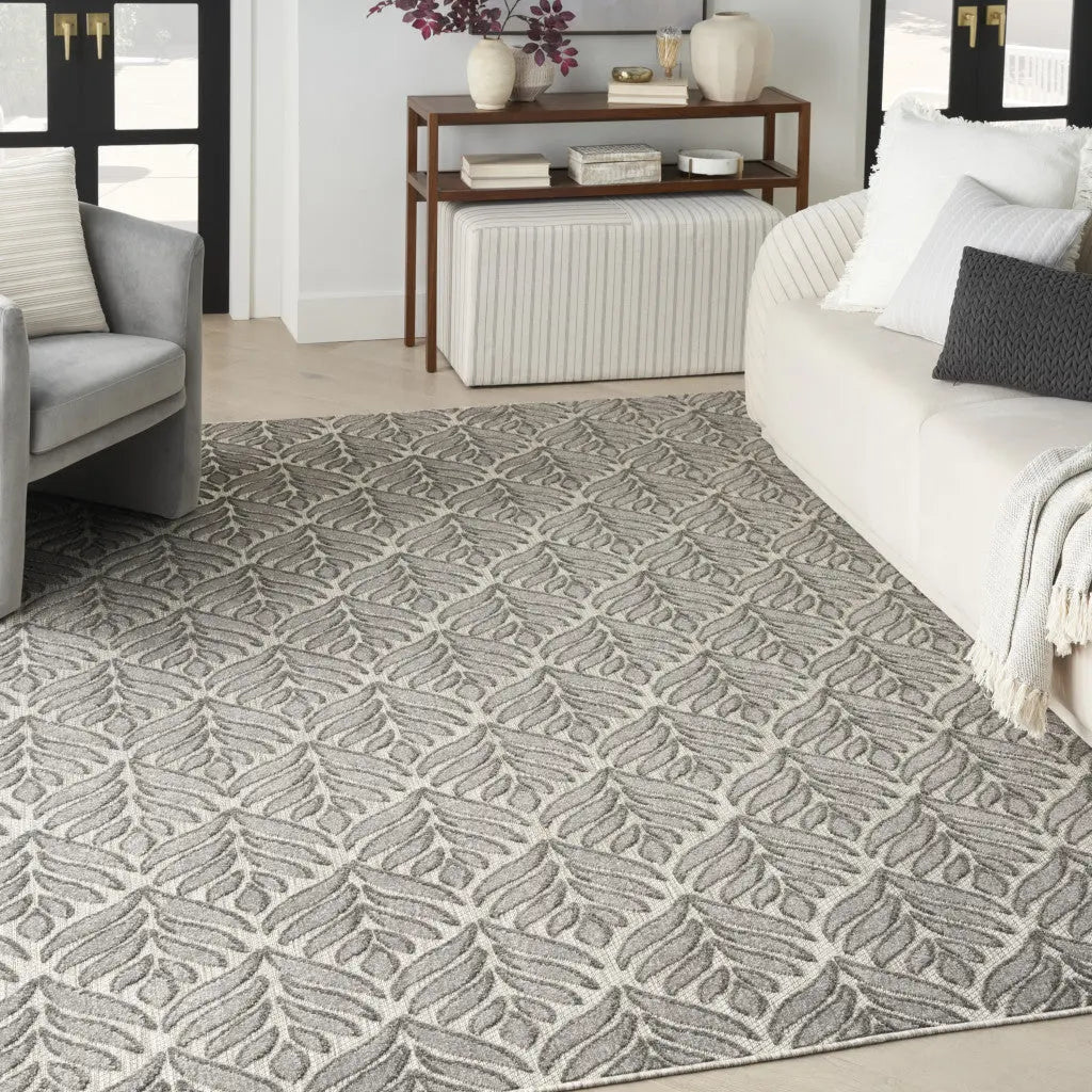 5' X 8' Charcoal Floral Stain Resistant Non Skid Area Rug Homeroots Outdoor