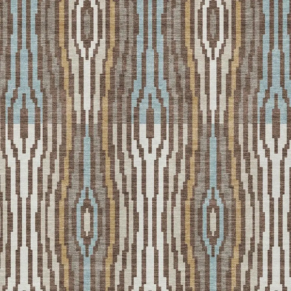 5' X 8' Chocolate And Aqua Abstract Washable Indoor Outdoor Area Rug Homeroots Outdoor