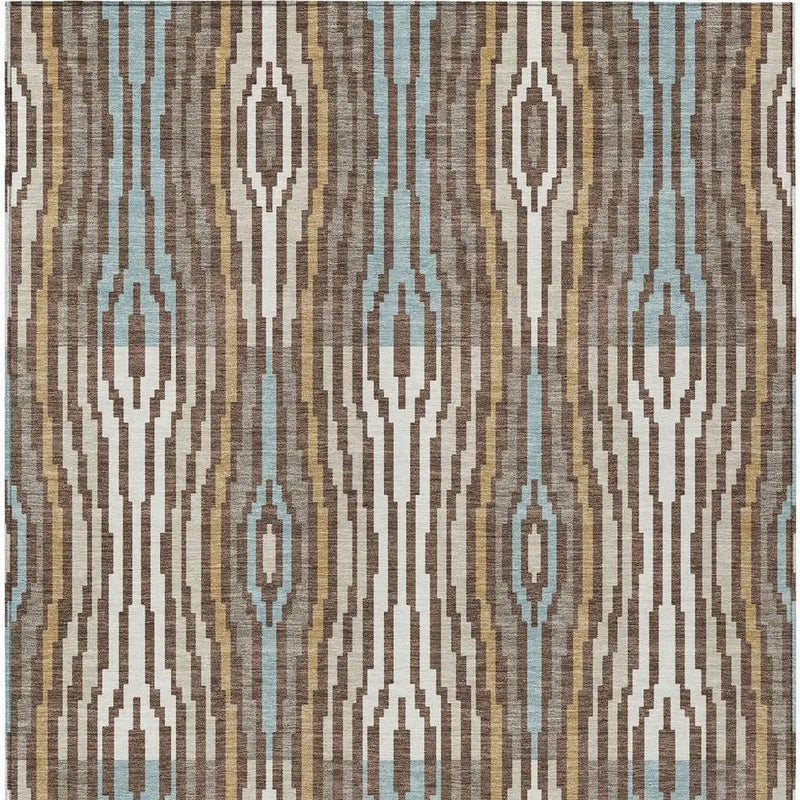 5' X 8' Chocolate And Aqua Abstract Washable Indoor Outdoor Area Rug Homeroots Outdoor
