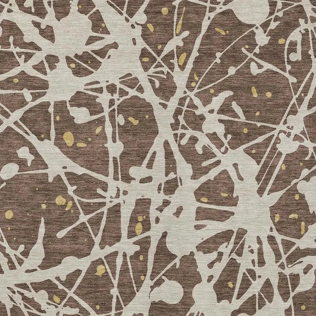 5' X 8' Chocolate And Beige Abstract Washable Indoor Outdoor Area Rug Homeroots Outdoor