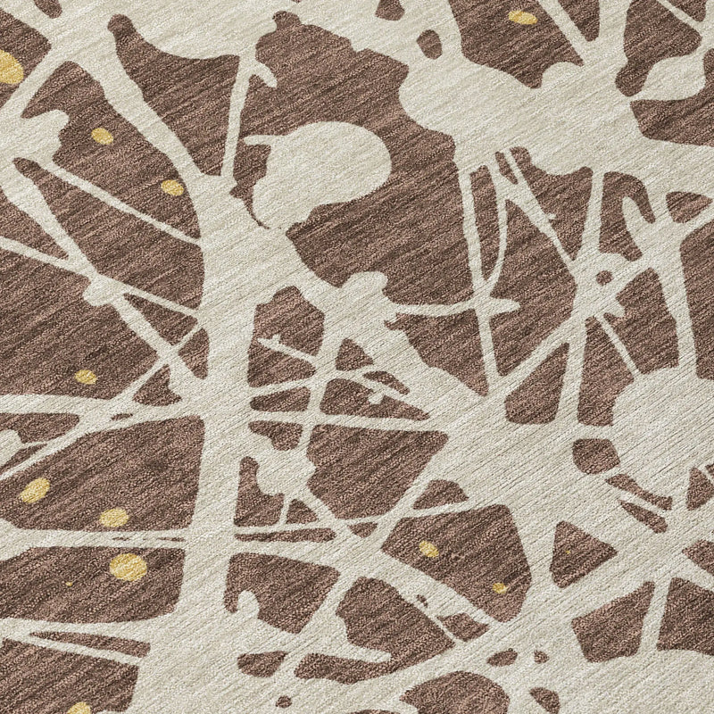 5' X 8' Chocolate And Beige Abstract Washable Indoor Outdoor Area Rug Homeroots Outdoor