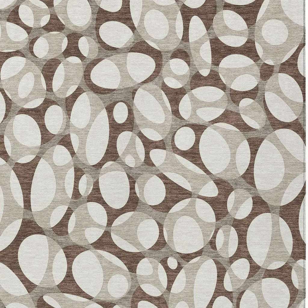 5' X 8' Chocolate And Beige Abstract Washable Indoor Outdoor Area Rug Homeroots Outdoor