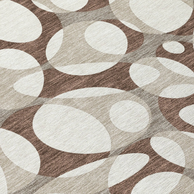 5' X 8' Chocolate And Beige Abstract Washable Indoor Outdoor Area Rug Homeroots Outdoor