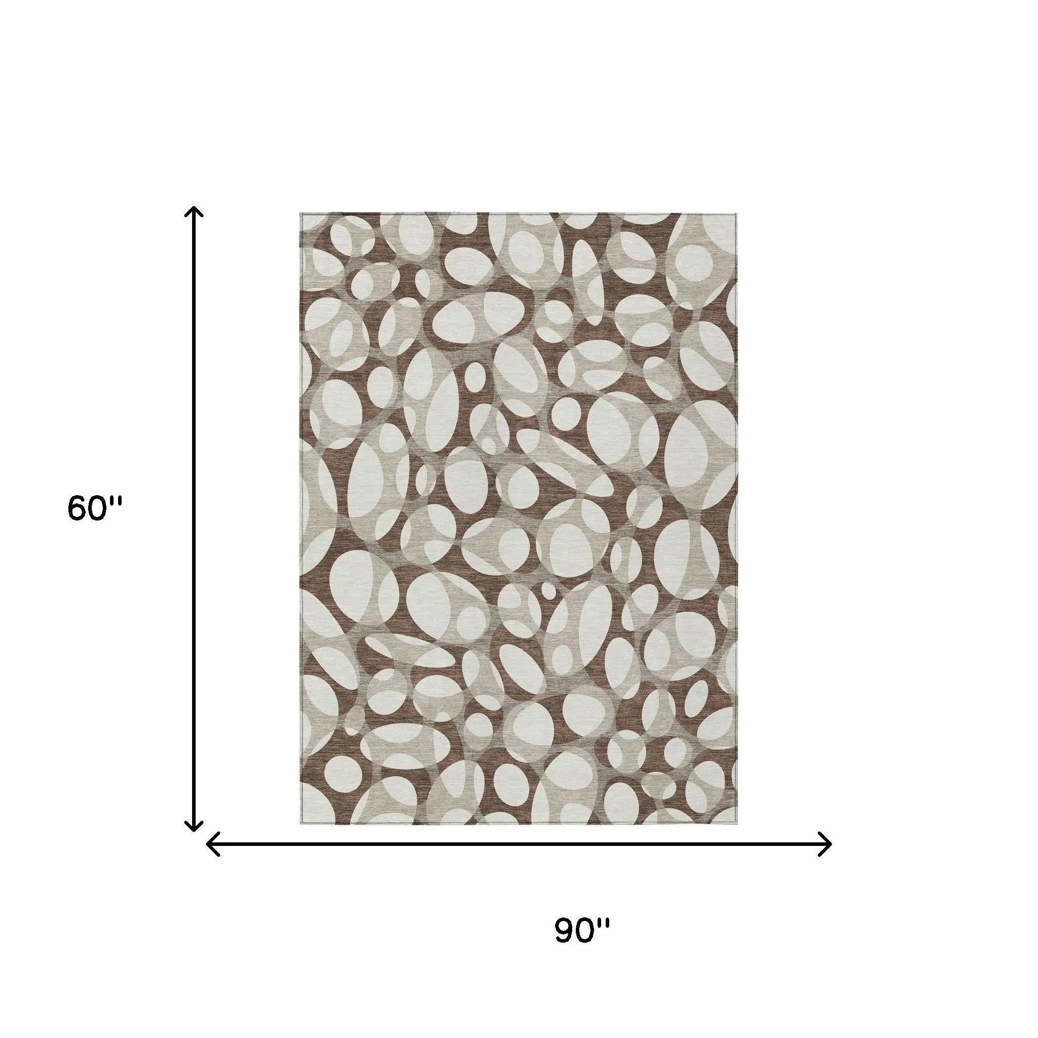 5' X 8' Chocolate And Beige Abstract Washable Indoor Outdoor Area Rug Homeroots Outdoor