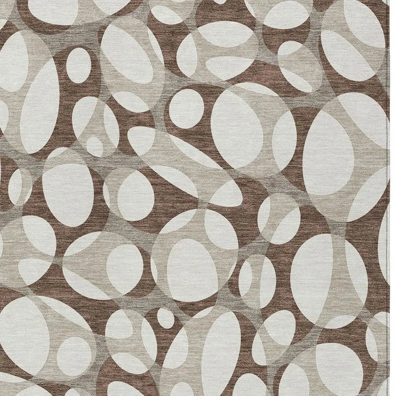 5' X 8' Chocolate And Beige Abstract Washable Indoor Outdoor Area Rug Homeroots Outdoor