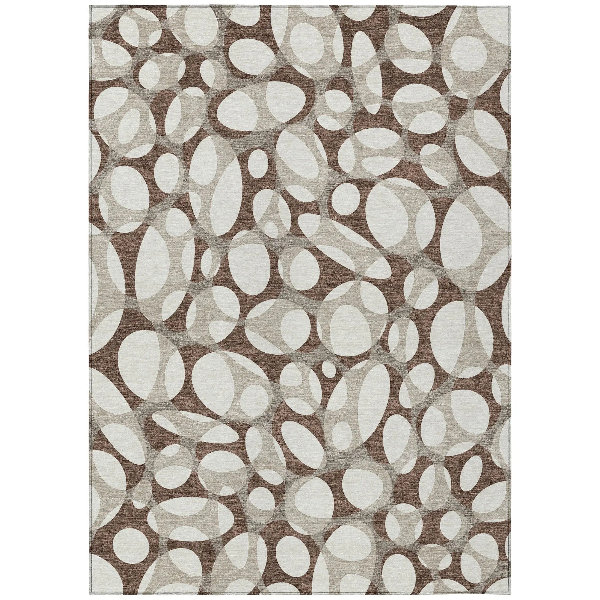 5' X 8' Chocolate And Beige Abstract Washable Indoor Outdoor Area Rug Homeroots Outdoor