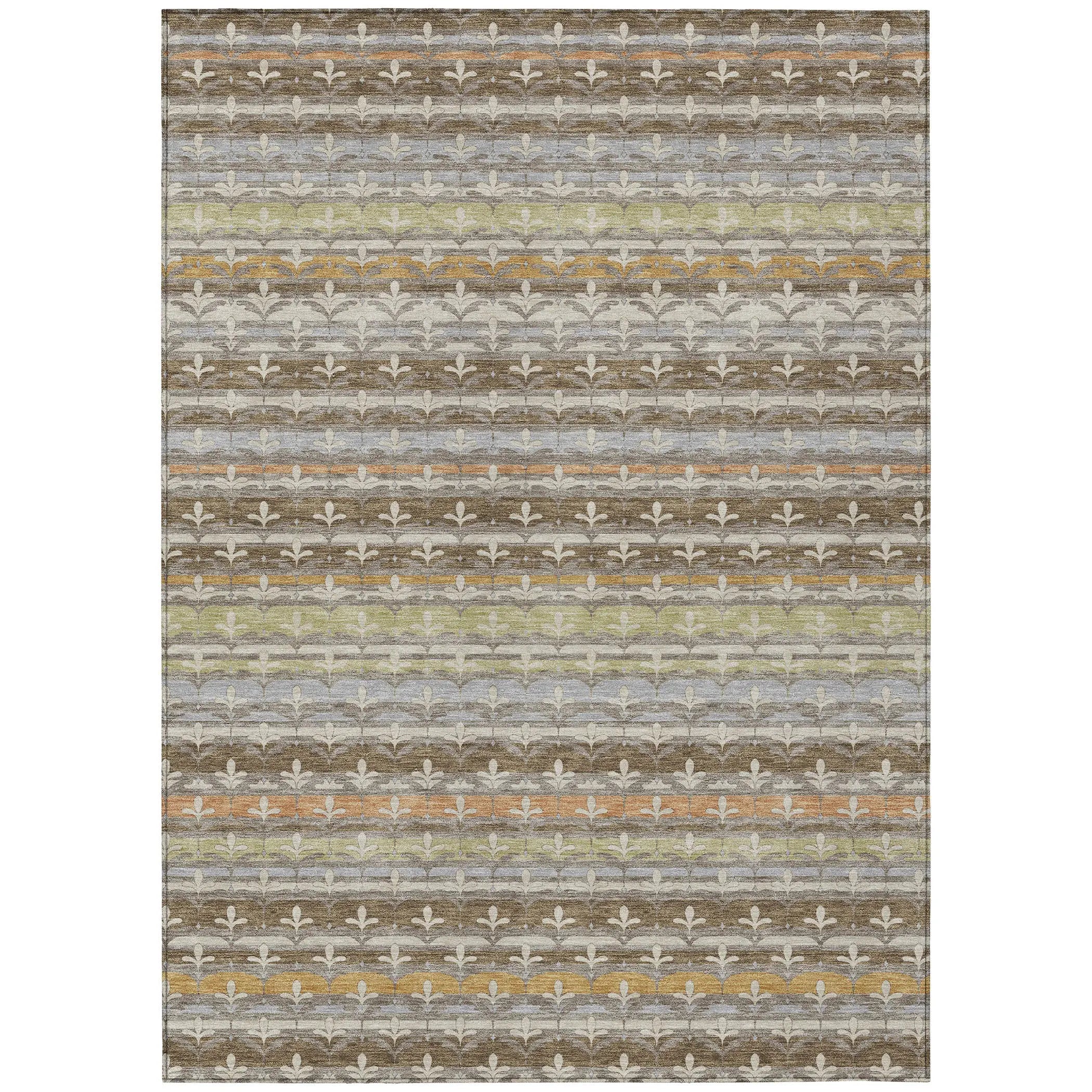 5' X 8' Chocolate And Beige Damask Washable Indoor Outdoor Area Rug Homeroots Outdoor