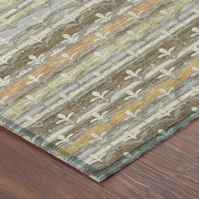 5' X 8' Chocolate And Beige Damask Washable Indoor Outdoor Area Rug Homeroots Outdoor